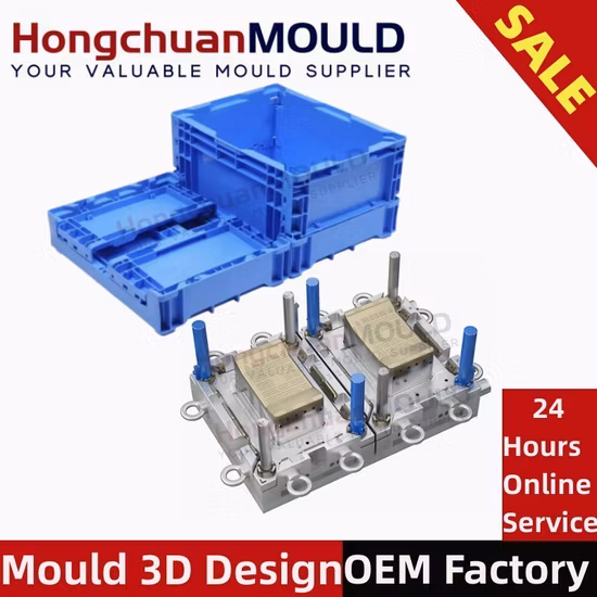 Moules de caisse utilisés par injection plastique d'occasion moins chers, moulage de boîte de chiffre d'affaires, moules de boîtier tournant pliables de boîte de circulation pliée