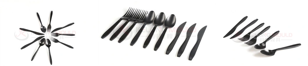 Heavy Weight Take Away Travel Disposable Plastic Black Utensils Cutlery Set Spoon Fork Knife Mould with Napkin Salt Pepper